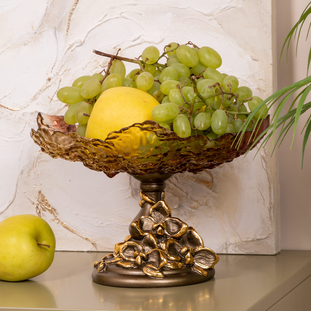  Фруктовница-конфетница Орхидея Лелия Бронза