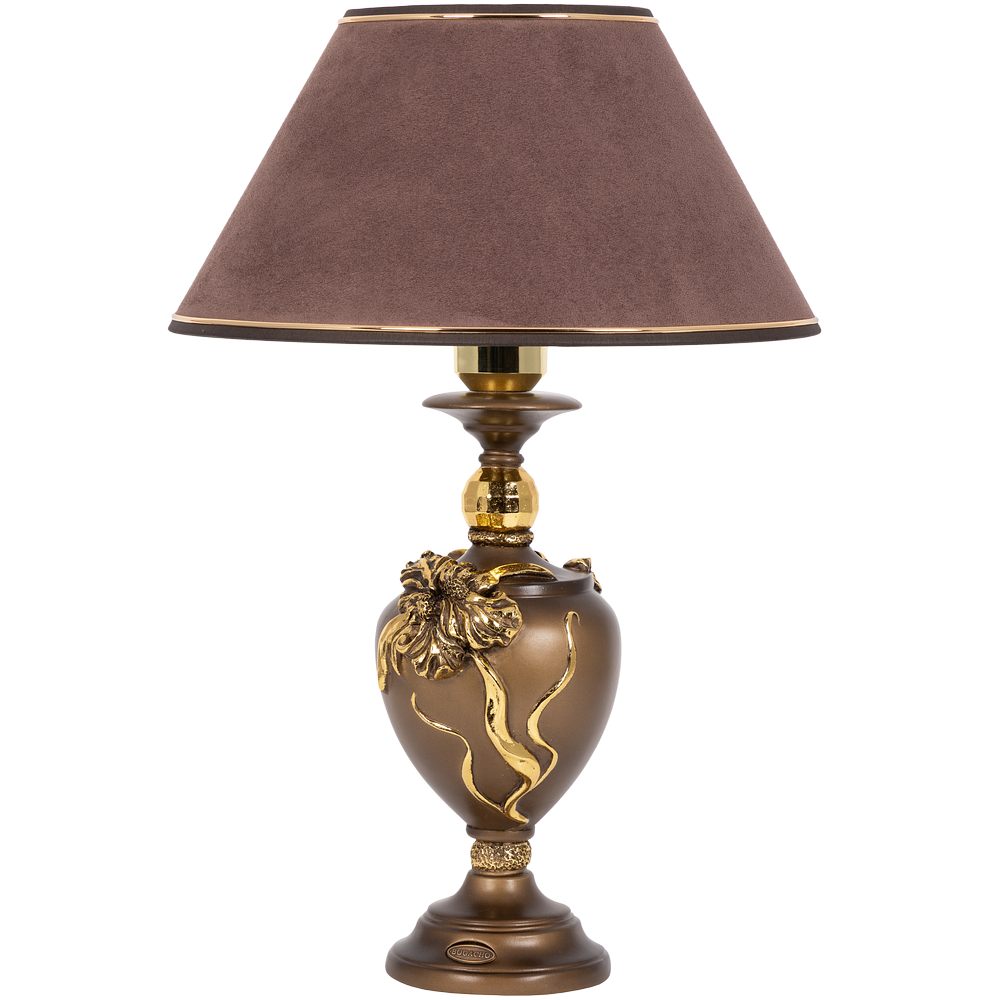  Настольная лампа Флер де Лис Бронза с абажуром №38 Кофе-2