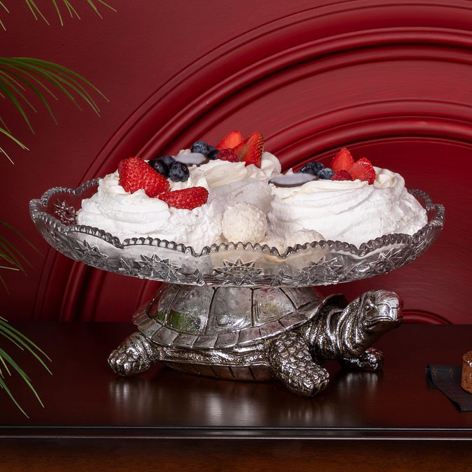  Фруктовница-конфетница Черепаха со стеклянной чашей 1257 Серебро