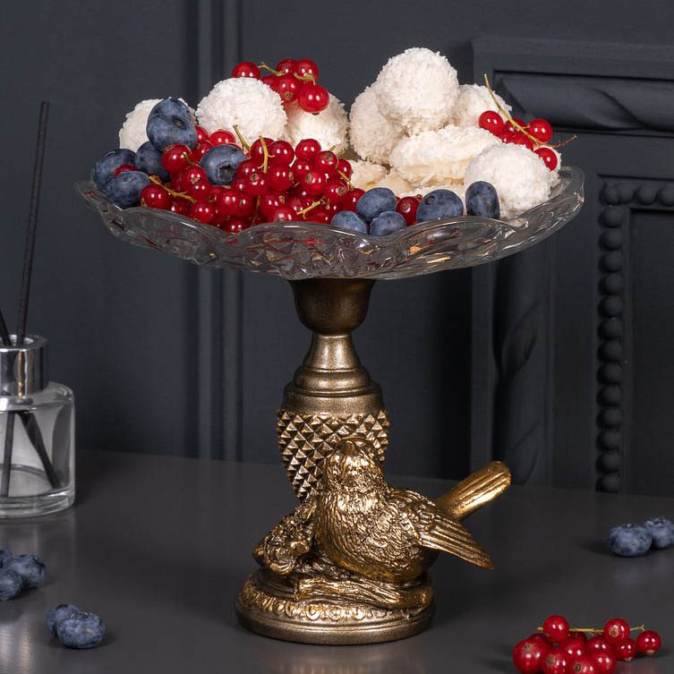  Фруктовница-конфетница Терра Сонг со стеклянной чашей Бронза