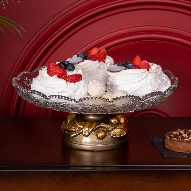  Фруктовница-конфетница Oliva Branch (Олива Бранч) со стеклянной чашей 1257 Бронза