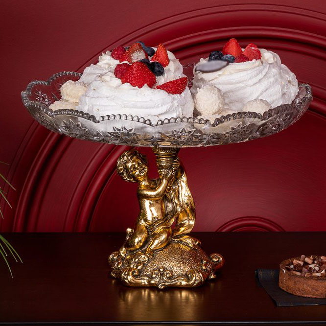  Фруктовница-конфетница Эдем со стеклянной чашей 1257 Бронза
