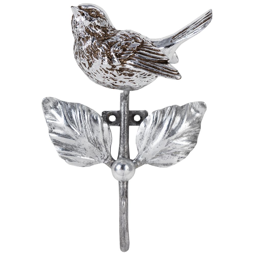 Настенный крючок Птичка Терра Античное серебро