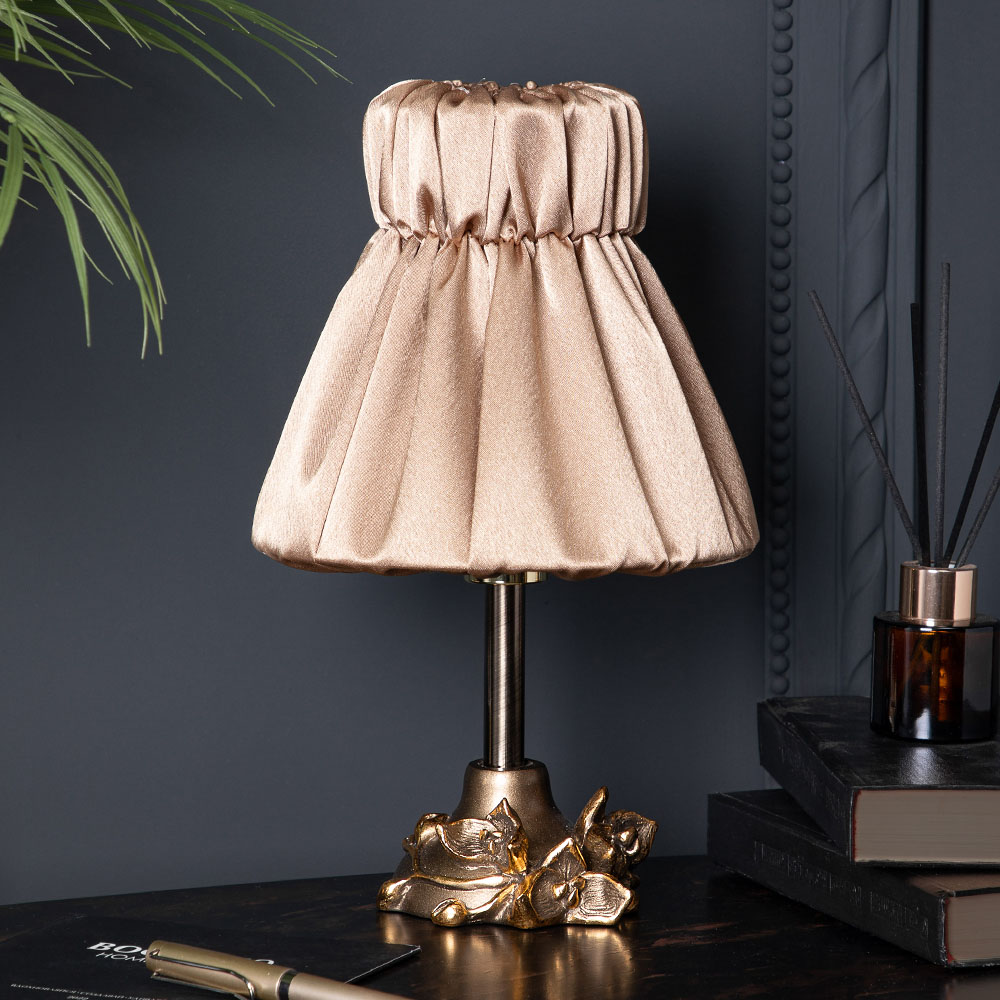  Настольная лампа Орхидея Лайм Бронза с абажуром Адель Бронза