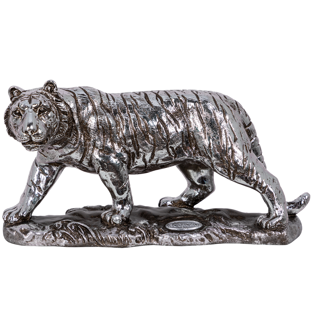 Крадущийся тигр (скульптура) Айс Античное серебро