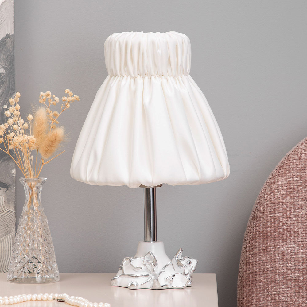  Настольная лампа Орхидея Лайм Белый с абажуром Адель Бланко