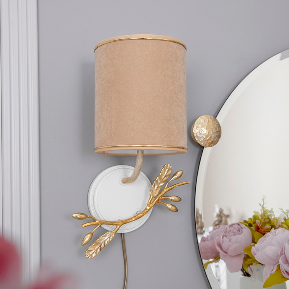  Бра настенный светильник Oliva Branch (Олива Бранч) Айс правое с абажуром Терра Беж