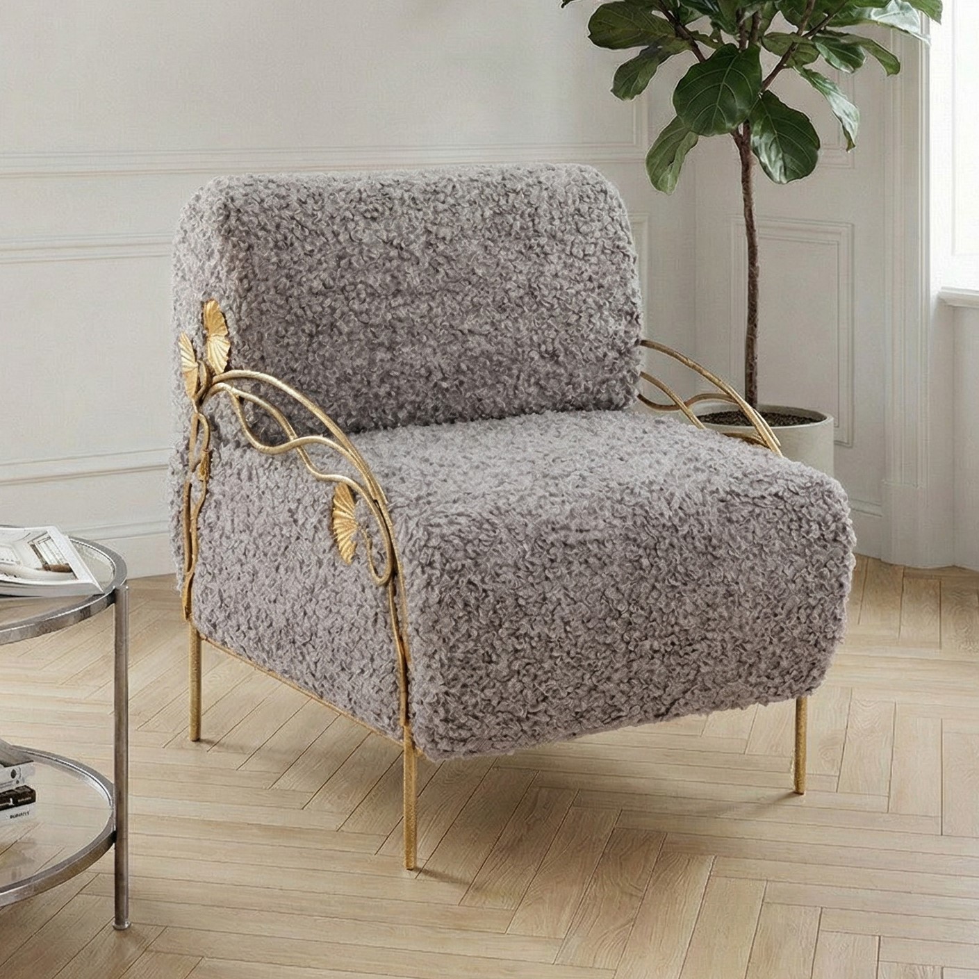  Кресло Нимфея Серый Бронза