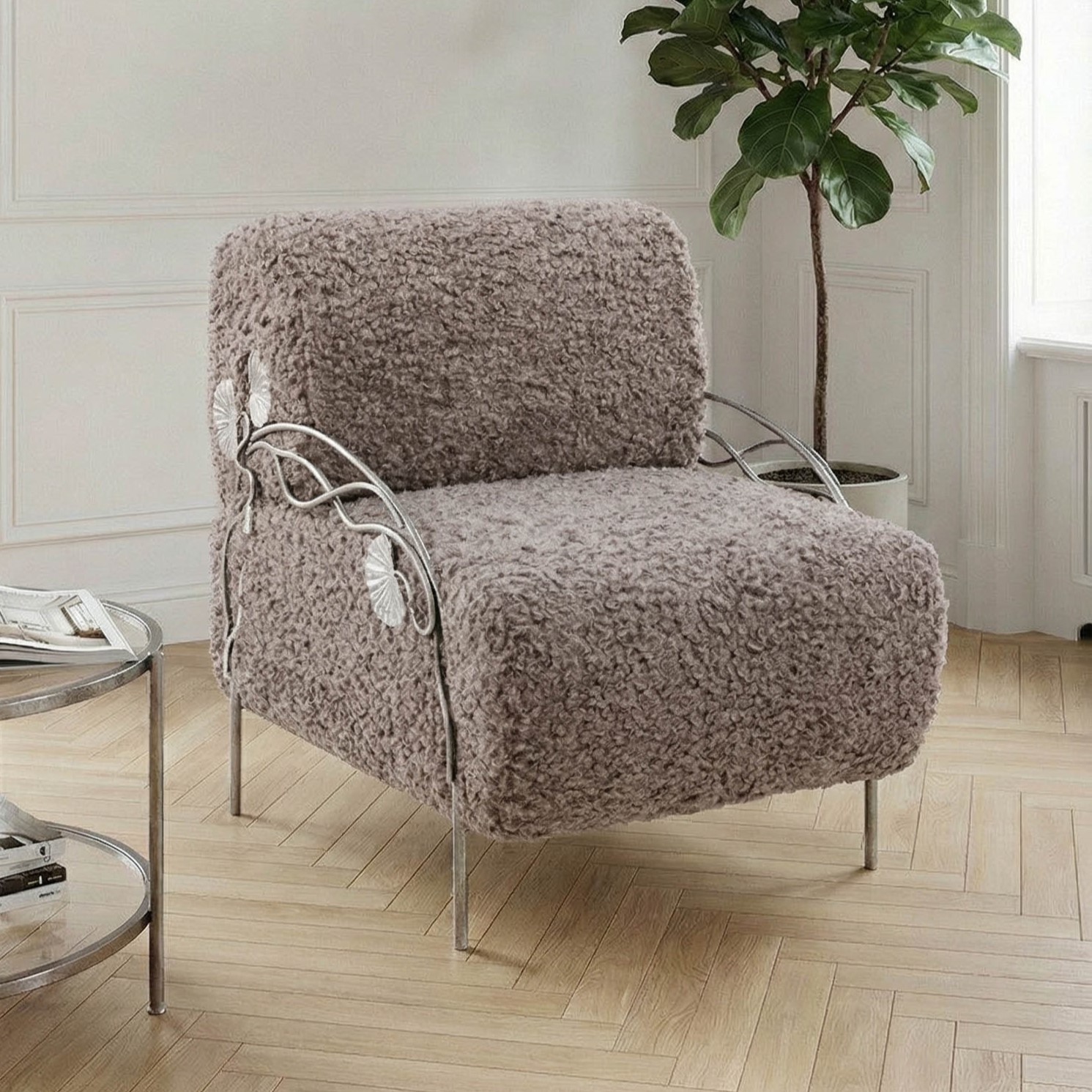  Кресло Нимфея Серый Античное серебро