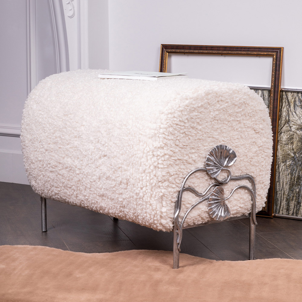  Банкетка Нимфея Какао Античное Серебро