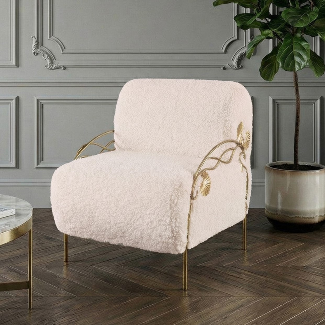  Кресло Нимфея Какао Айвори