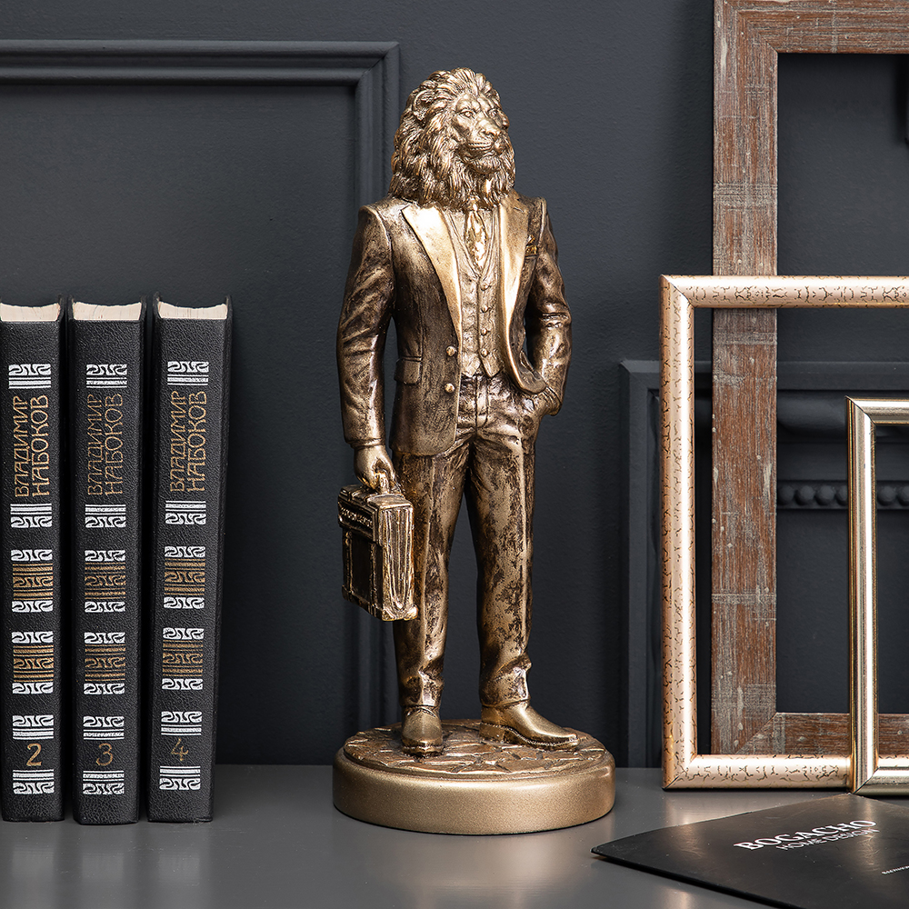  Скульптура Лев Бизнесмен Бронза